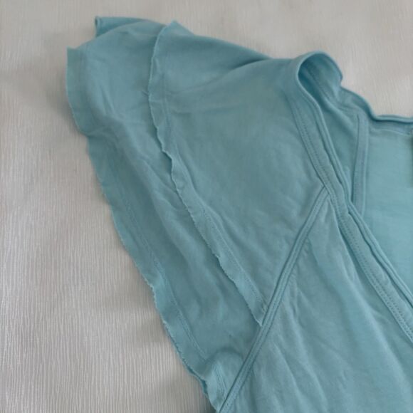 Maeve Tshirt Womens Size Medium Light Blue Ruffle Sleeve Casual Organic Modal - Picture 4 of 7